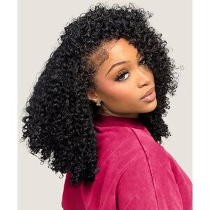 16in/ 250% Density/ Human Curly Black Hair With Drawstring For Tightening.